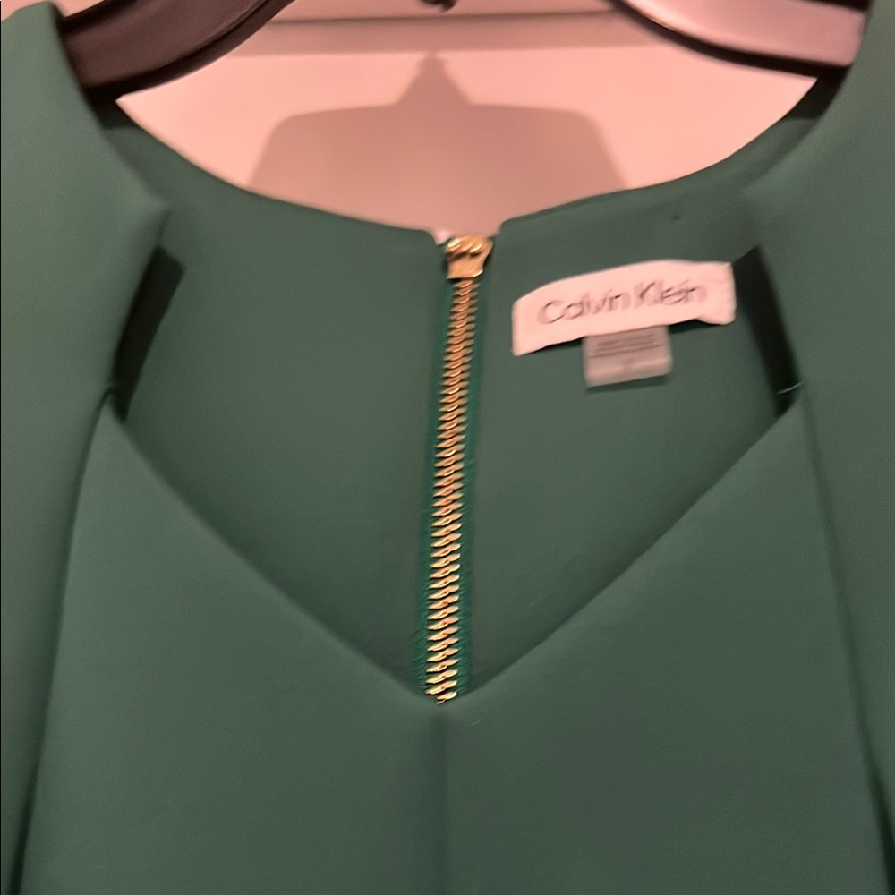Calvin Klein Teal Dress with Gold Zipper